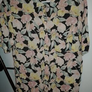 American Eagle Outfitters Floral Blouse with Pink and Yellow